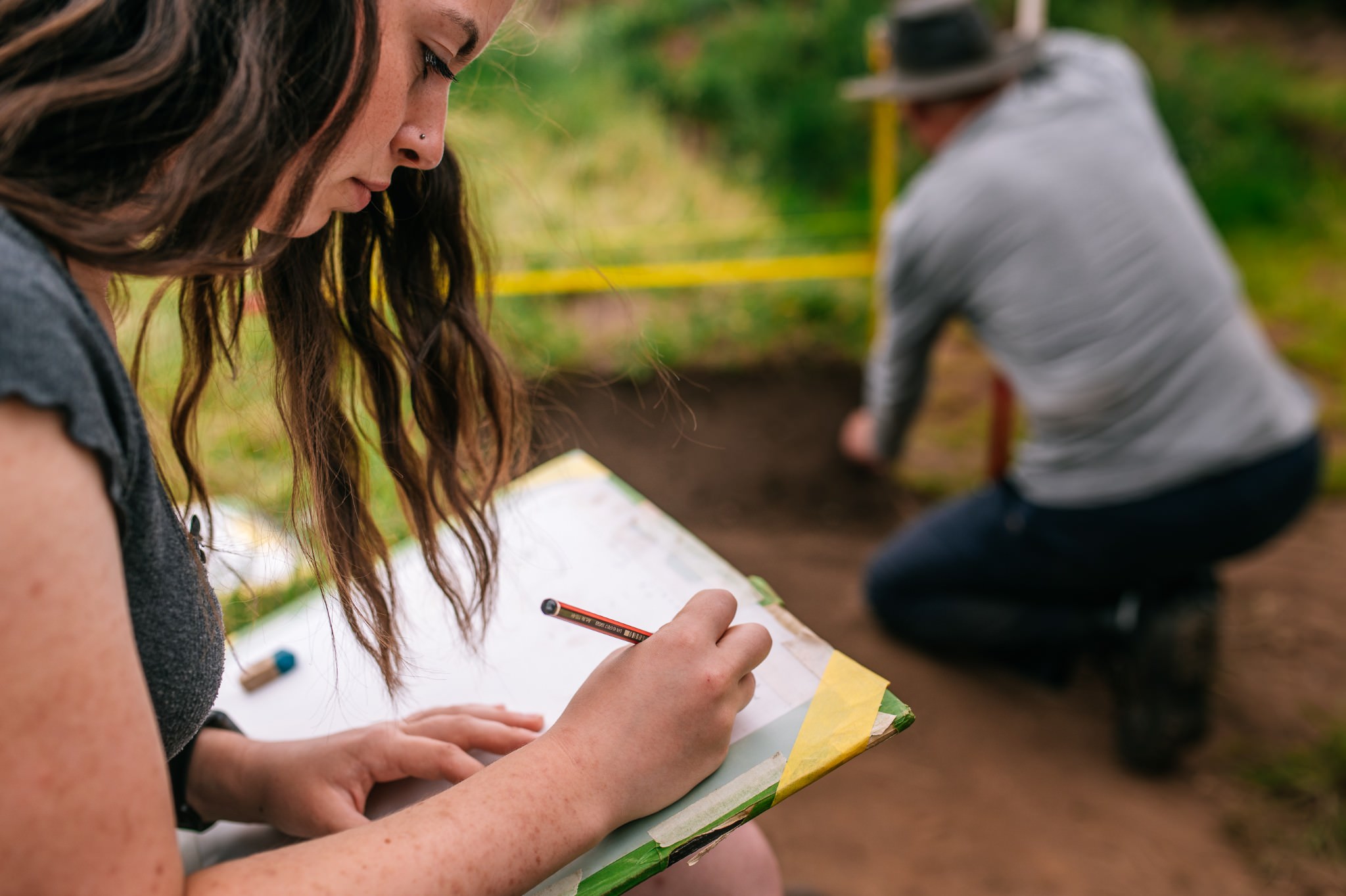 field school delegate drawing a section